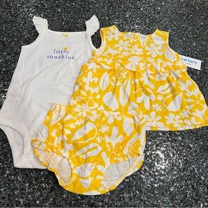 Carter’s NWT Girl’s Kid’s 3 Pc Matching Outfit 24 Months Yellow Sunshine